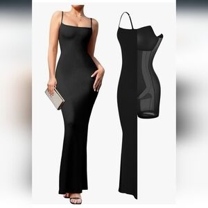 Elegant Black Maxi Dress With Built In Shapewear NWT
